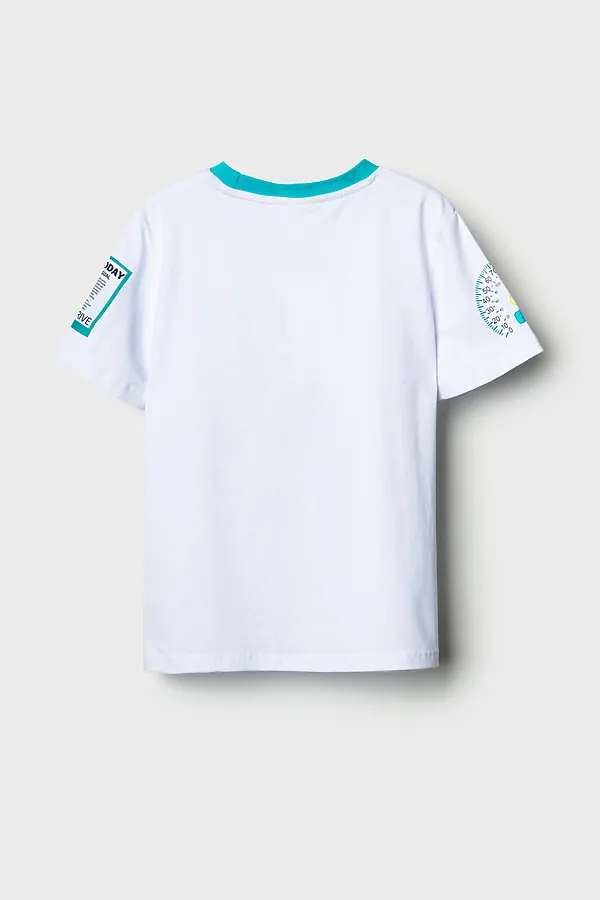 Фуфайка трикотажная для мальчиков (футболка) PLAYTODAY, белый - фото 2