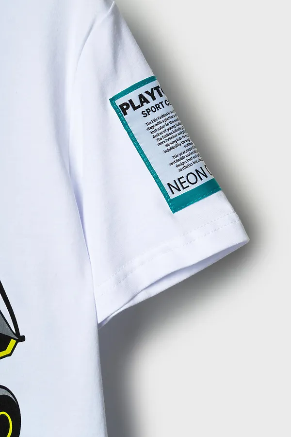Фуфайка трикотажная для мальчиков (футболка) PLAYTODAY, белый - фото 2