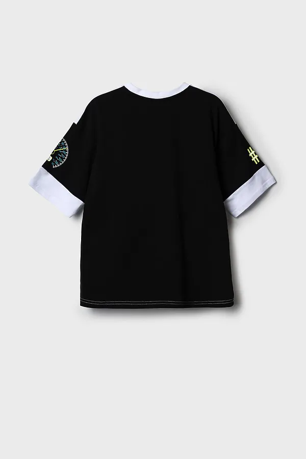 Фуфайка трикотажная для мальчиков (футболка) PLAYTODAY, белый,черный - фото 2