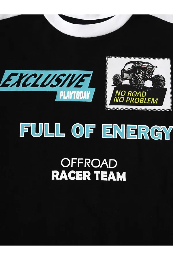 Фуфайка трикотажная для мальчиков (футболка) PLAYTODAY, белый,черный - фото 2