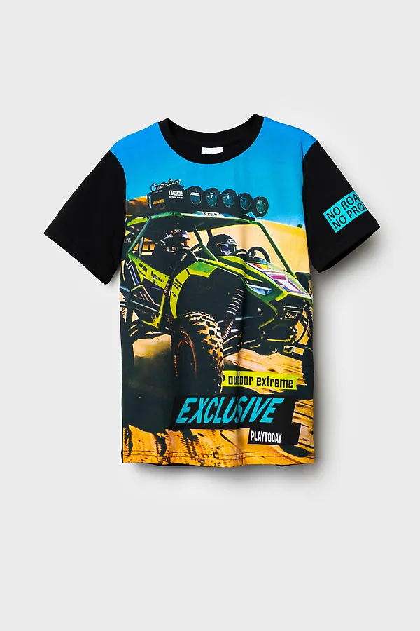 Фуфайка трикотажная для мальчиков (футболка) PLAYTODAY, белый,черный - фото 2