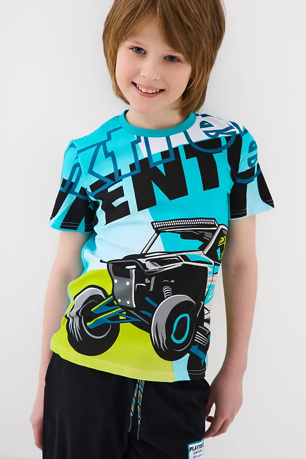 Комплект трикотажный для мальчиков: фуфайка (футболка), брюки PLAYTODAY, белый,черный - фото 2