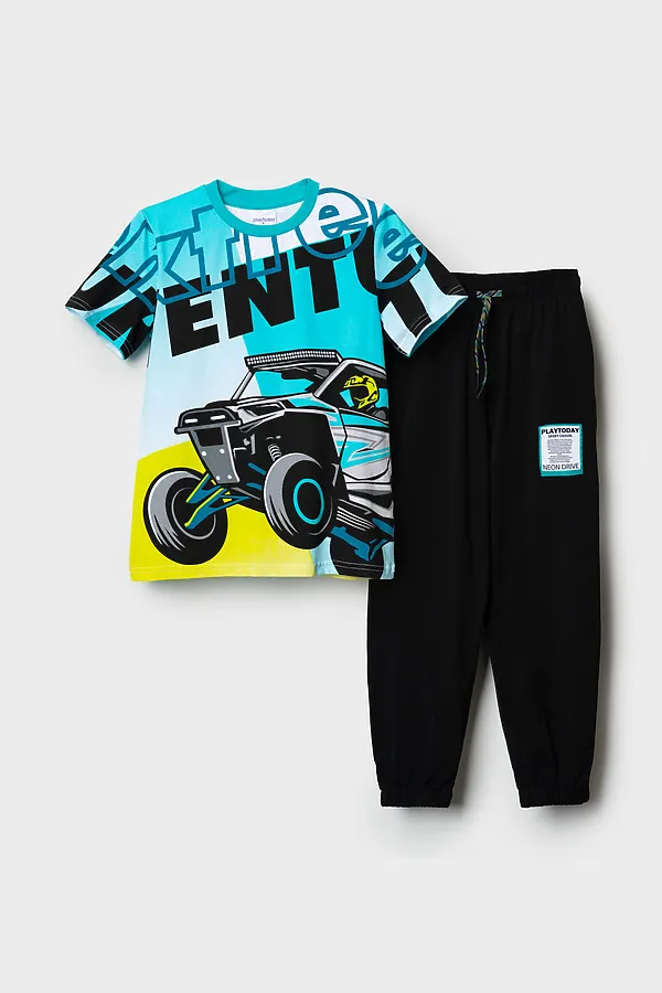 Комплект трикотажный для мальчиков: фуфайка (футболка), брюки PLAYTODAY, белый,черный - фото 2