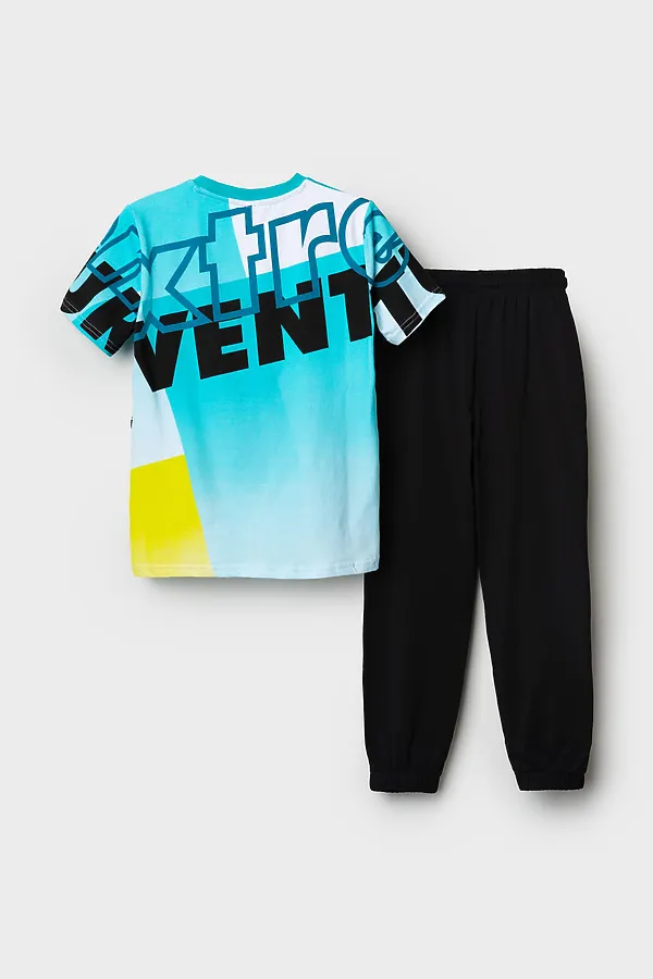 Комплект трикотажный для мальчиков: фуфайка (футболка), брюки PLAYTODAY, белый,черный - фото 2