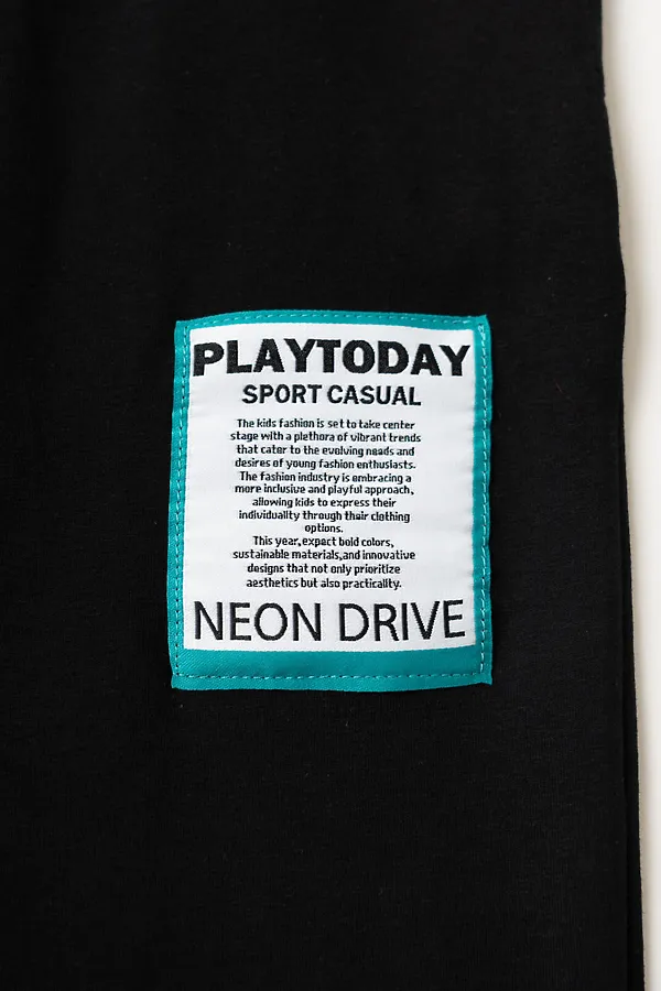 Комплект трикотажный для мальчиков: фуфайка (футболка), брюки PLAYTODAY, белый,черный - фото 2