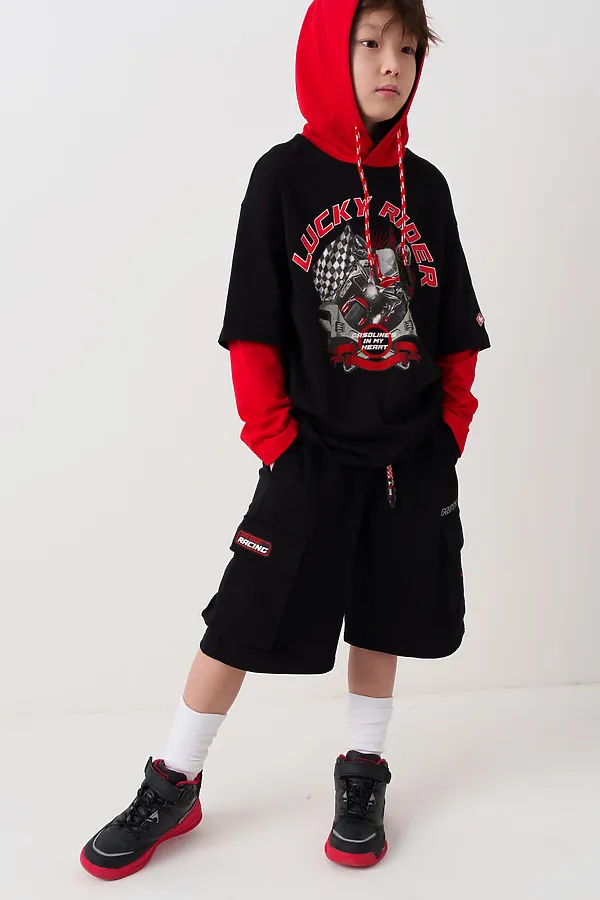 Шорты трикотажные для мальчиков PLAYTODAY, черный - фото 2