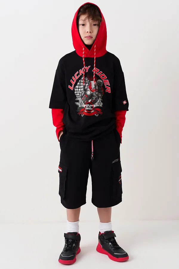 Шорты трикотажные для мальчиков PLAYTODAY, черный - фото 2