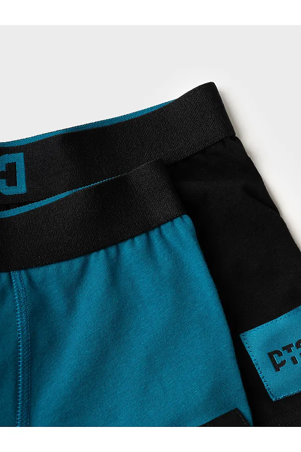 Трусы трикотажные для мальчиков - боксеры, 2 шт в комплекте PLAYTODAY, черный,бирюзовый - фото 2