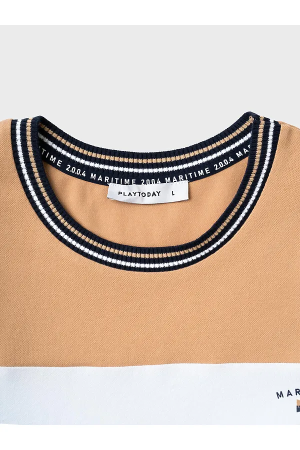 Фуфайка трикотажная для мужчин (футболка) PLAYTODAY, белый,тёмно-синий,бежевый - фото 2