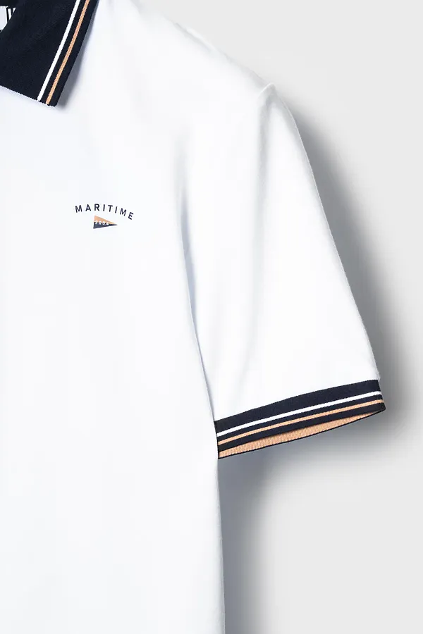 Джемпер трикотажный с воротником поло для мужчин PLAYTODAY, белый,тёмно-синий - фото 2