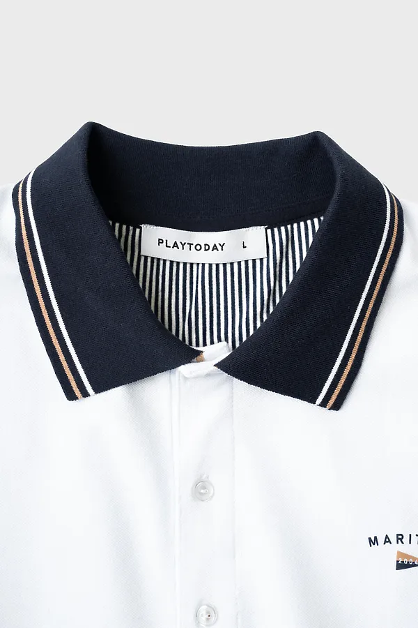 Джемпер трикотажный с воротником поло для мужчин PLAYTODAY, белый,тёмно-синий - фото 2