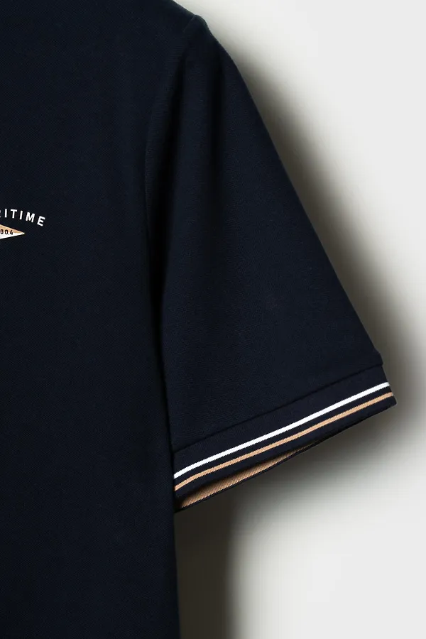 Джемпер трикотажный с воротником поло для мужчин PLAYTODAY, тёмно-синий,белый - фото 2