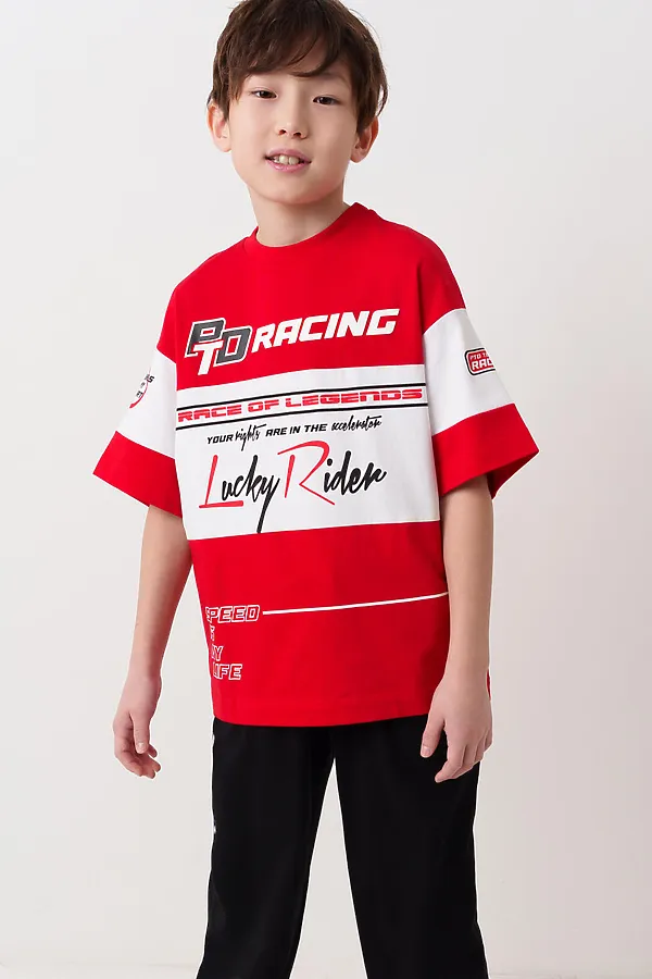 Комплект трикотажный для мальчиков: фуфайка (футболка), брюки PLAYTODAY, белый,черный,красный - фото 2