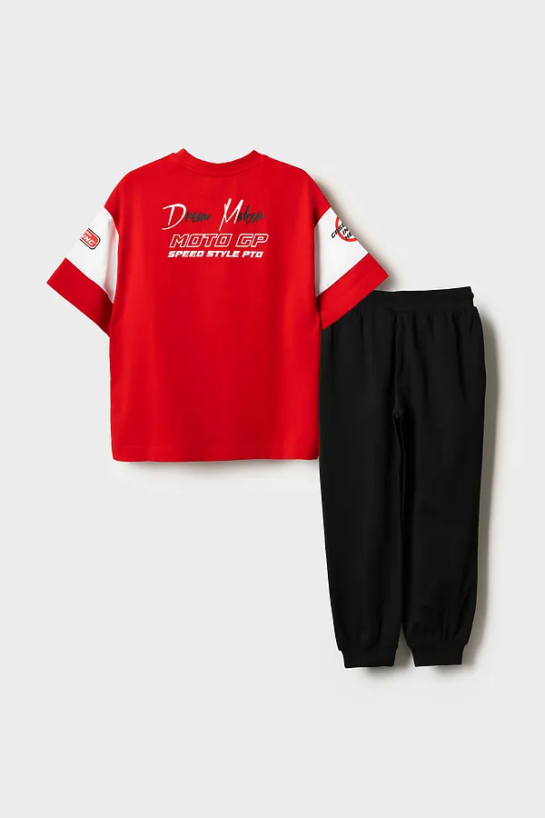 Комплект трикотажный для мальчиков: фуфайка (футболка), брюки PLAYTODAY, белый,черный,красный - фото 2