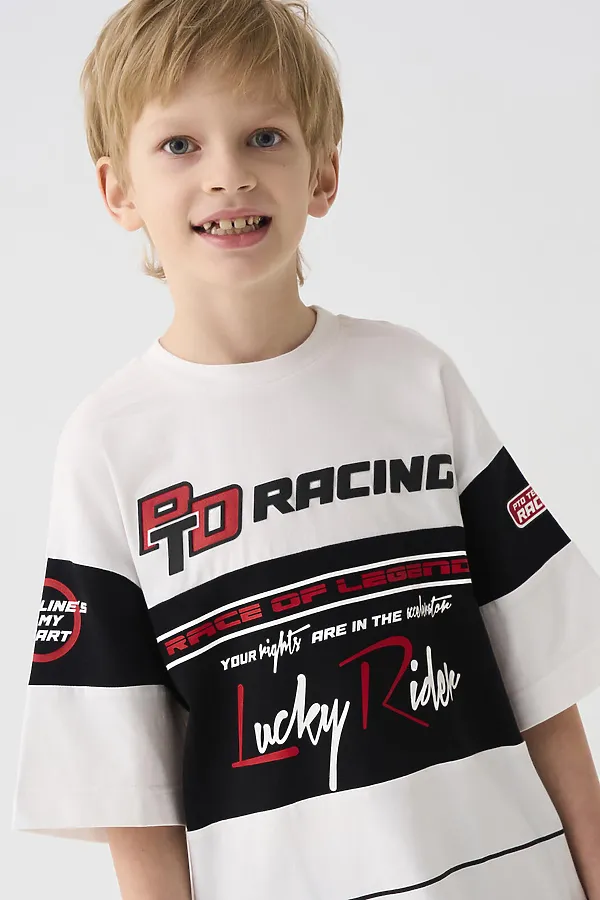 Комплект трикотажный для мальчиков: фуфайка (футболка), шорты PLAYTODAY, черный,белый - фото 2