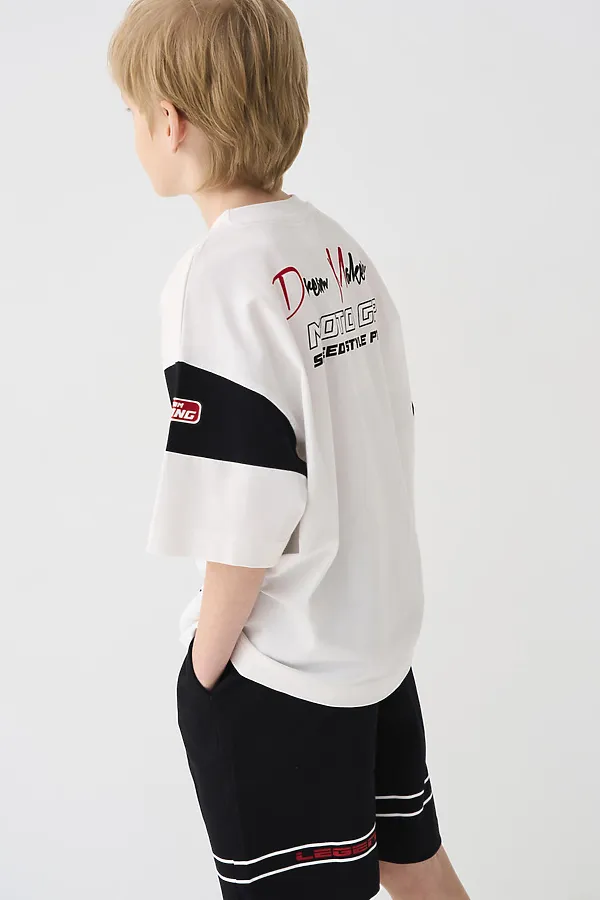 Комплект трикотажный для мальчиков: фуфайка (футболка), шорты PLAYTODAY, черный,белый - фото 2