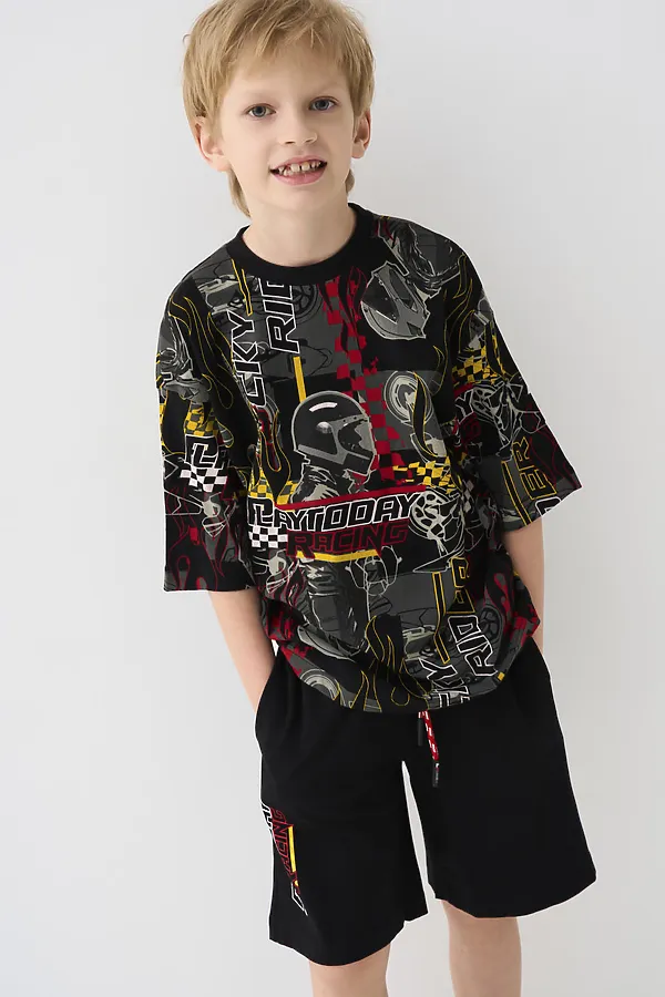 Комплект трикотажный для мальчиков: фуфайка (футболка), шорты PLAYTODAY, разноцветный - фото 2