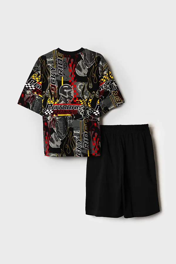 Комплект трикотажный для мальчиков: фуфайка (футболка), шорты PLAYTODAY, разноцветный - фото 2