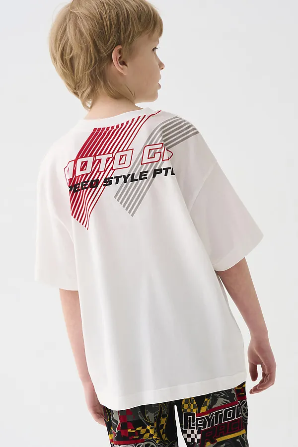 Фуфайка трикотажная для мальчиков (футболка) PLAYTODAY, белый - фото 2