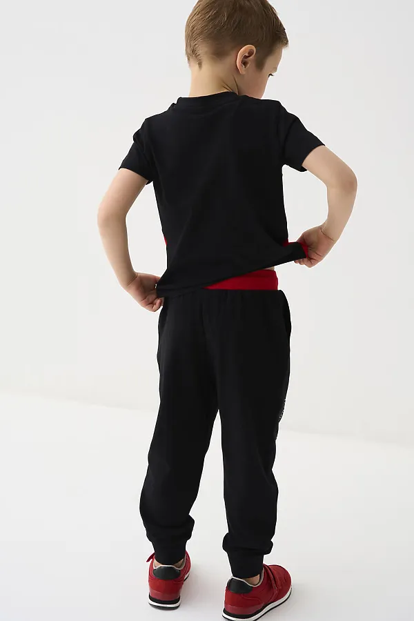Комплект трикотажный для мальчиков: фуфайка (футболка), брюки PLAYTODAY, черный,белый,красный - фото 2