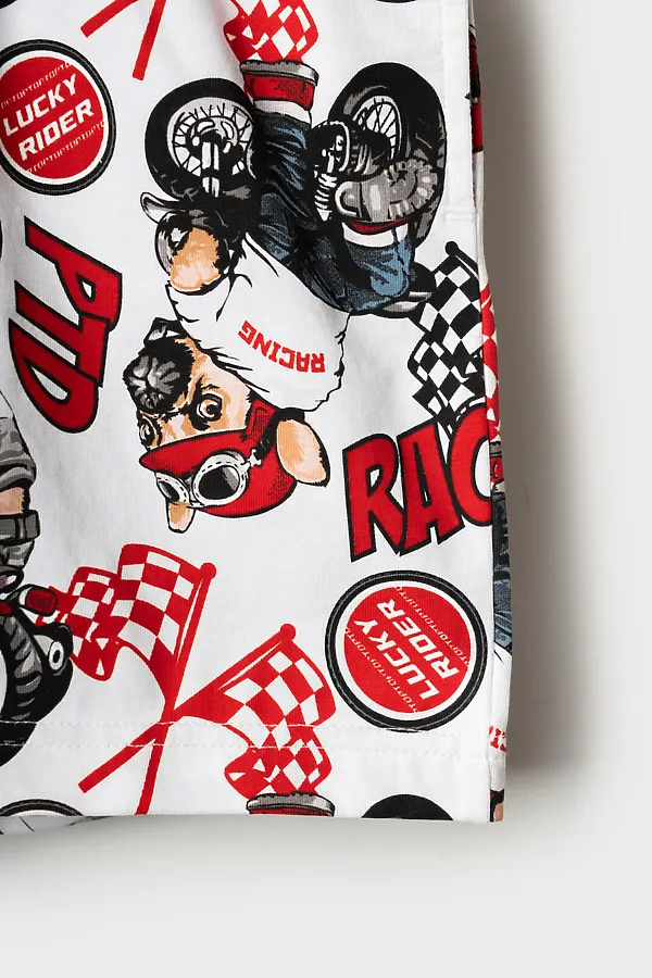 Комплект трикотажный для мальчиков: фуфайка (футболка), шорты PLAYTODAY, красный,белый,черный - фото 2