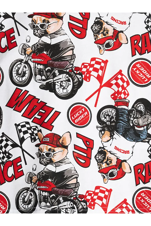 Комплект трикотажный для мальчиков: фуфайка (футболка), шорты PLAYTODAY, черный,белый,красный - фото 2