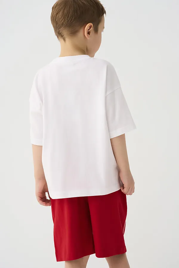 Комплект трикотажный для мальчиков: фуфайка (футболка), шорты PLAYTODAY, белый,красный - фото 2