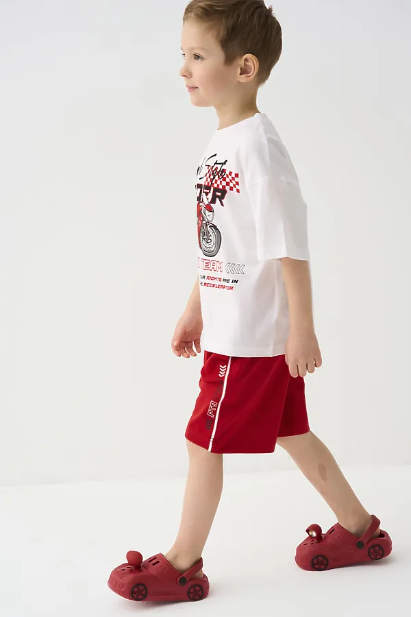 Комплект трикотажный для мальчиков: фуфайка (футболка), шорты PLAYTODAY, белый,красный - фото 2