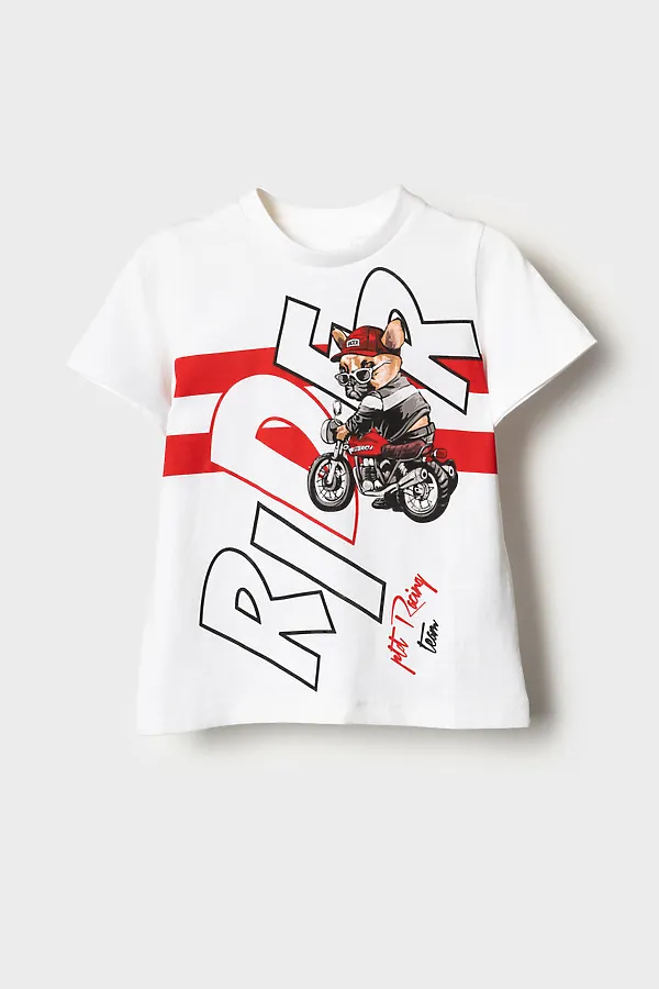 Фуфайка трикотажная для мальчиков (футболка) PLAYTODAY, белый - фото 2