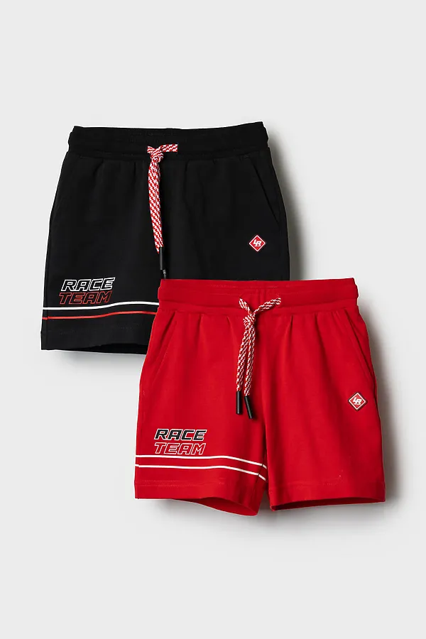 Шорты трикотажные для мальчиков, 2 шт в комплекте PLAYTODAY, черный,красный - фото 2