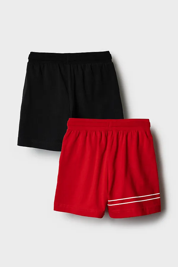 Шорты трикотажные для мальчиков, 2 шт в комплекте PLAYTODAY, черный,красный - фото 2