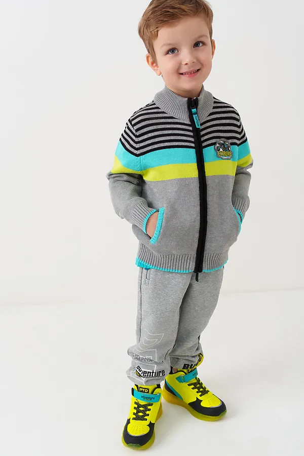 Кардиган трикотажный для мальчиков PLAYTODAY, разноцветный - фото 2
