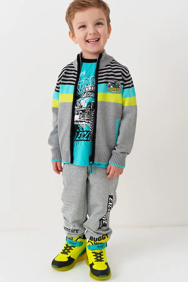 Кардиган трикотажный для мальчиков PLAYTODAY, разноцветный - фото 2