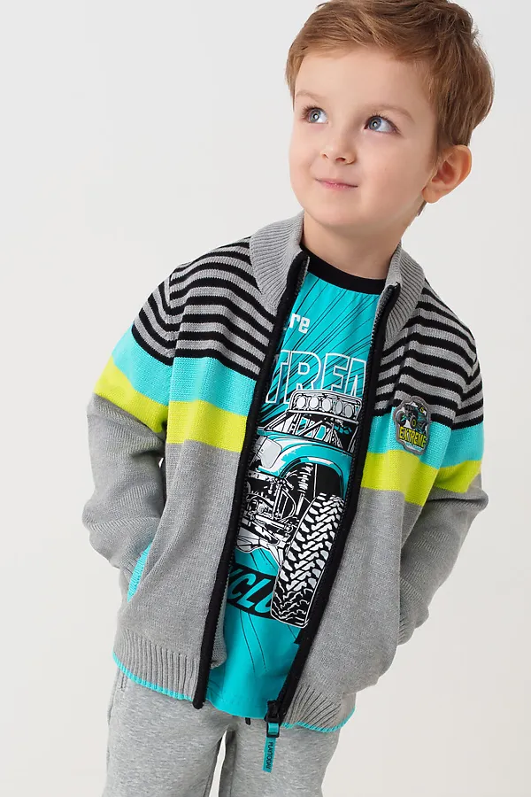 Кардиган трикотажный для мальчиков PLAYTODAY, разноцветный - фото 2