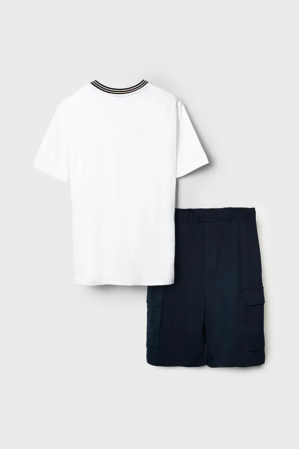 Комплект трикотажный для мужчин: фуфайка (футболка), шорты PLAYTODAY, белый,тёмно-синий - фото 2