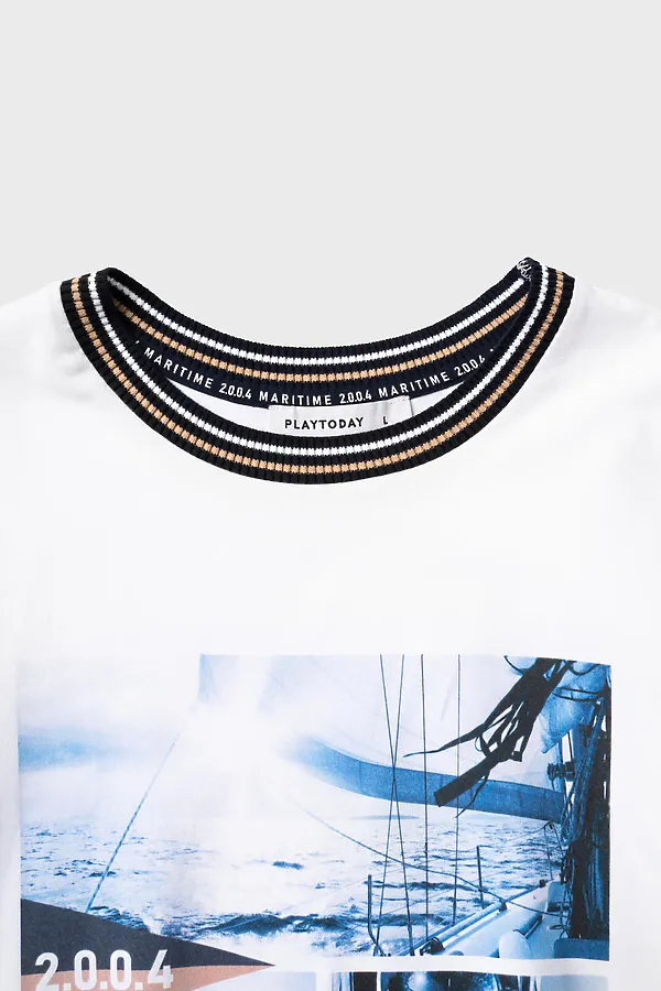 Комплект трикотажный для мужчин: фуфайка (футболка), шорты PLAYTODAY, белый,тёмно-синий - фото 2