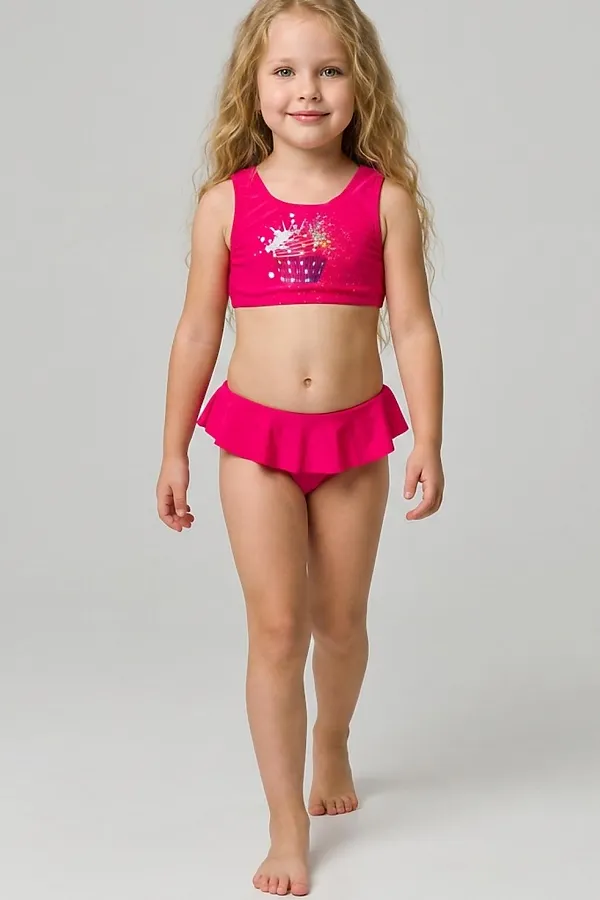 Купальный костюм трикотажный для девочек PLAYTODAY,  - фото 2