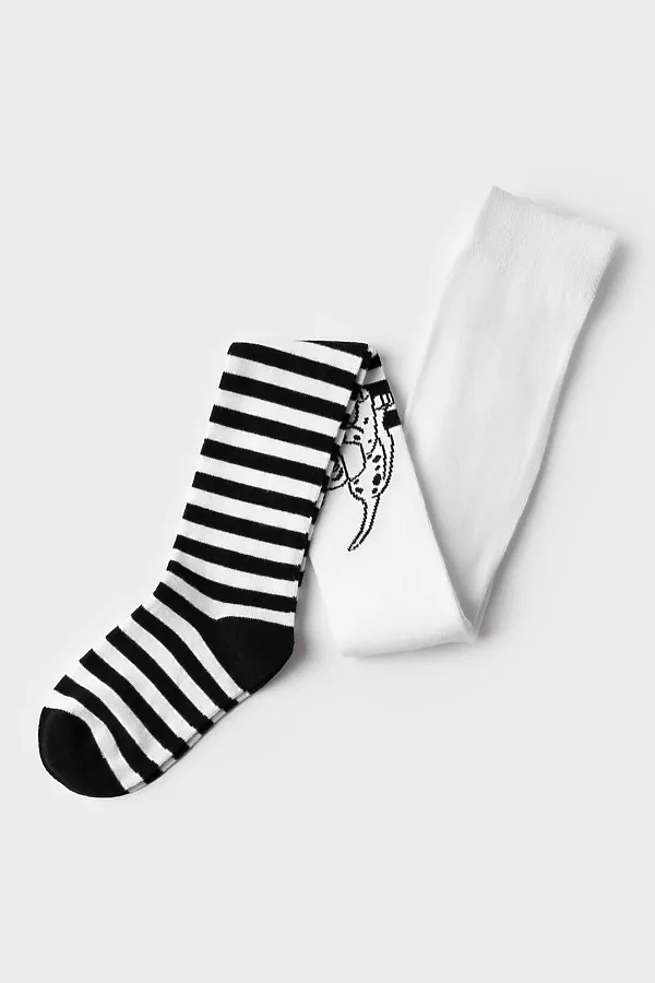 Колготки трикотажные для девочек PLAYTODAY, белый,черный,малиновый - фото 2