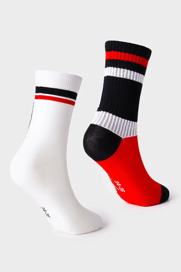 Носки трикотажные для девочек, 2 пары в комплекте PLAYTODAY, черный,белый,красный - фото 2