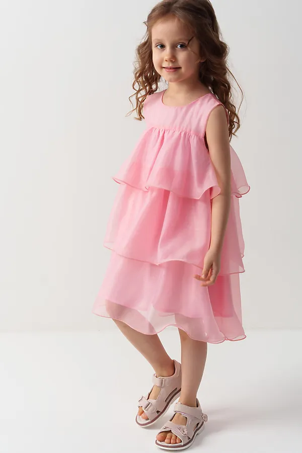 Платье текстильное для девочек PLAYTODAY, розовый - фото 2