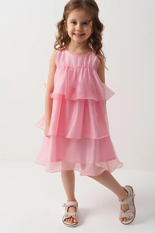 Платье текстильное для девочек PLAYTODAY, розовый - фото 2