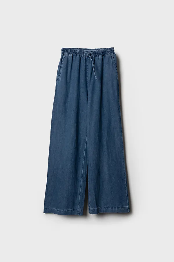 Брюки текстильные джинсовые для девочек PLAYTODAY, синий - фото 2