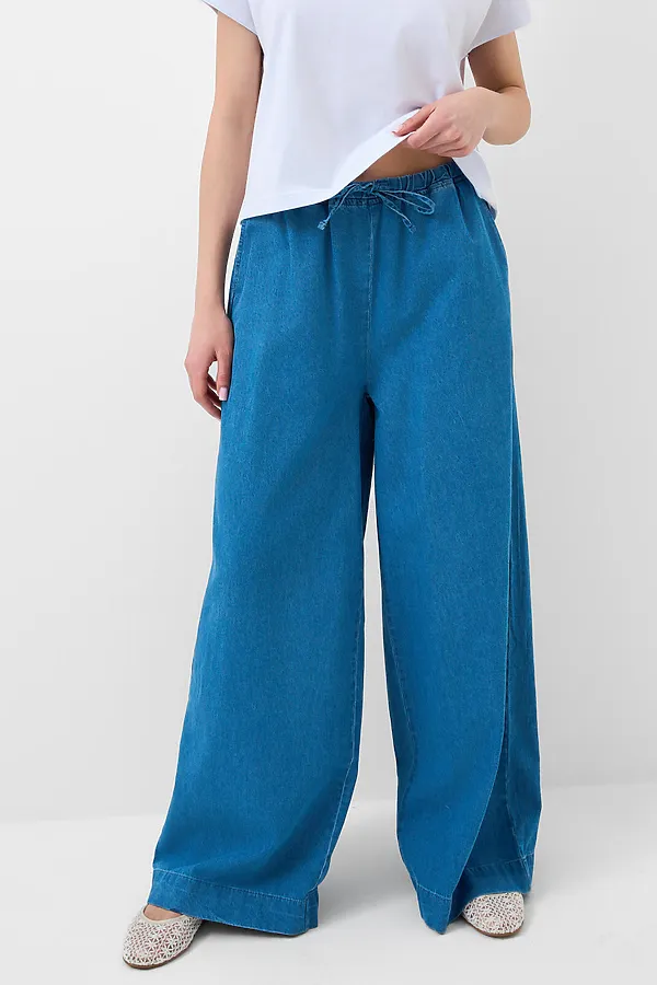 Брюки текстильные джинсовые для женщин PLAYTODAY, синий - фото 2