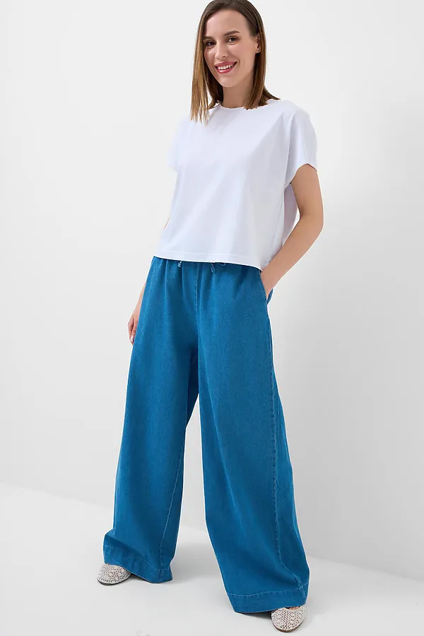 Брюки текстильные джинсовые для женщин PLAYTODAY, синий - фото 2