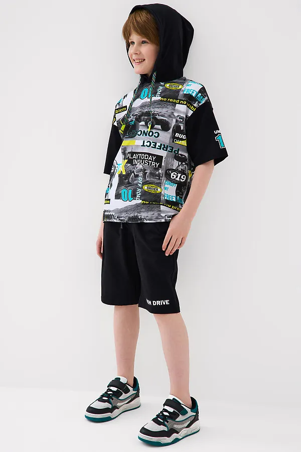 Полуботинки для мальчиков PLAYTODAY, черный,белый,зеленый - фото 2