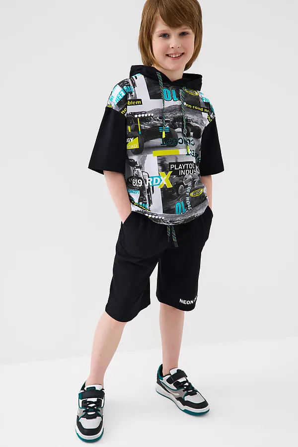 Полуботинки для мальчиков PLAYTODAY, черный,белый,зеленый - фото 2