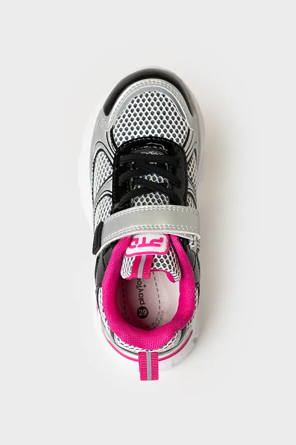 Полуботинки для девочек PLAYTODAY, серебряный,черный,фуксия - фото 2