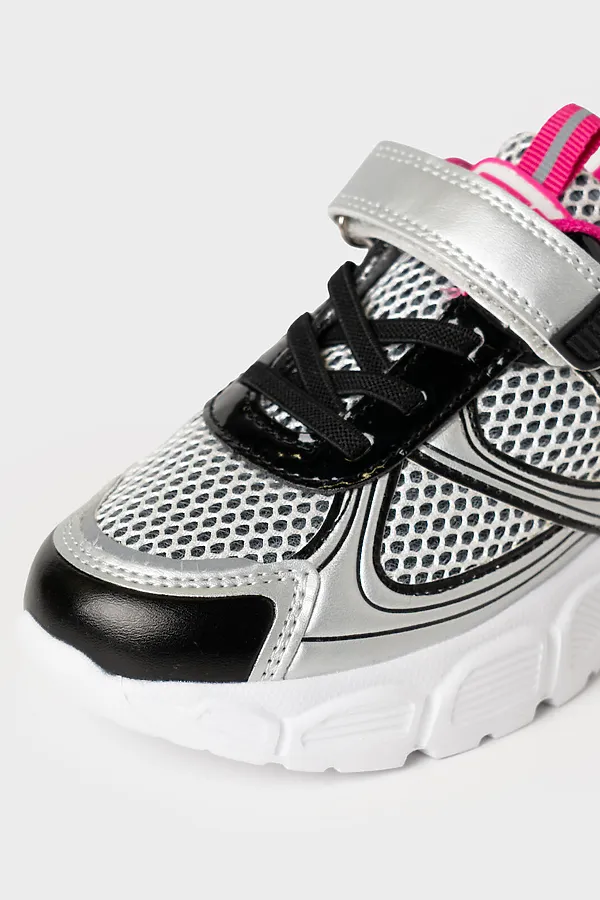 Полуботинки для девочек PLAYTODAY, серебряный,черный,фуксия - фото 2