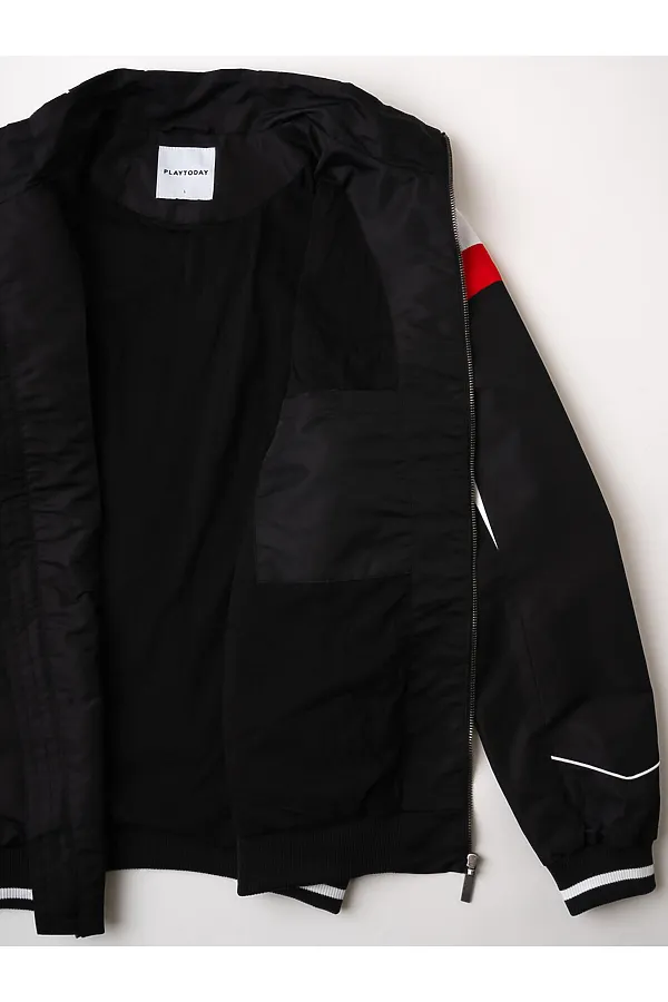 Куртка текстильная с полиуретановым покрытием для мужчин (ветровка) PLAYTODAY, черный - фото 2