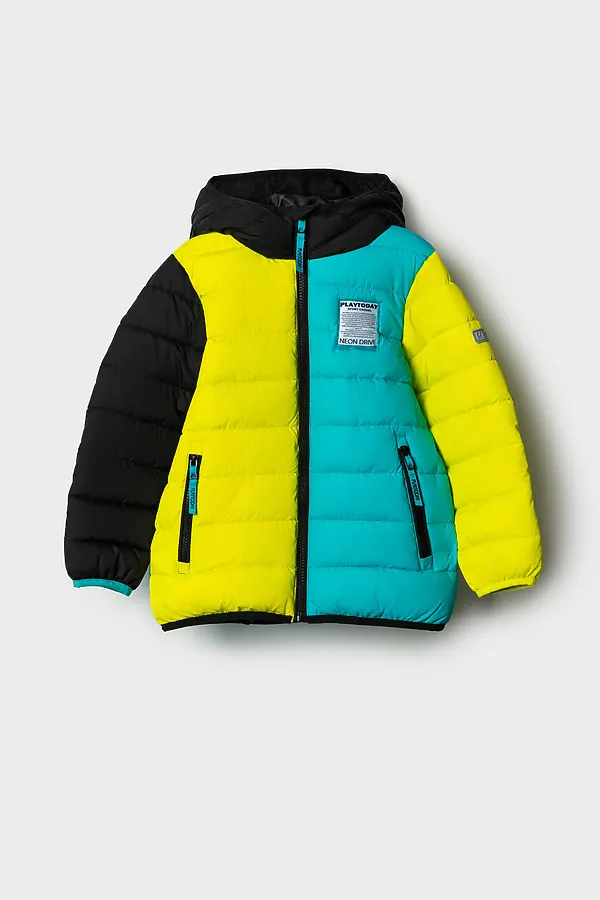 Куртка текстильная с полиуретановым покрытием для мальчиков PLAYTODAY, черный,светло-зеленый,бирюзовый - фото 2